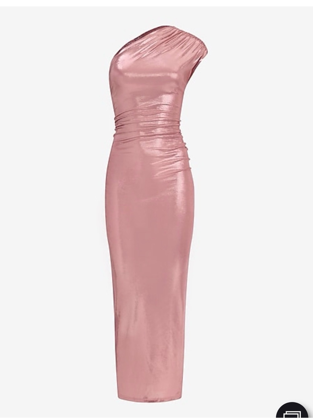 Express One-Shoulder Satin Midi Dress in Rose